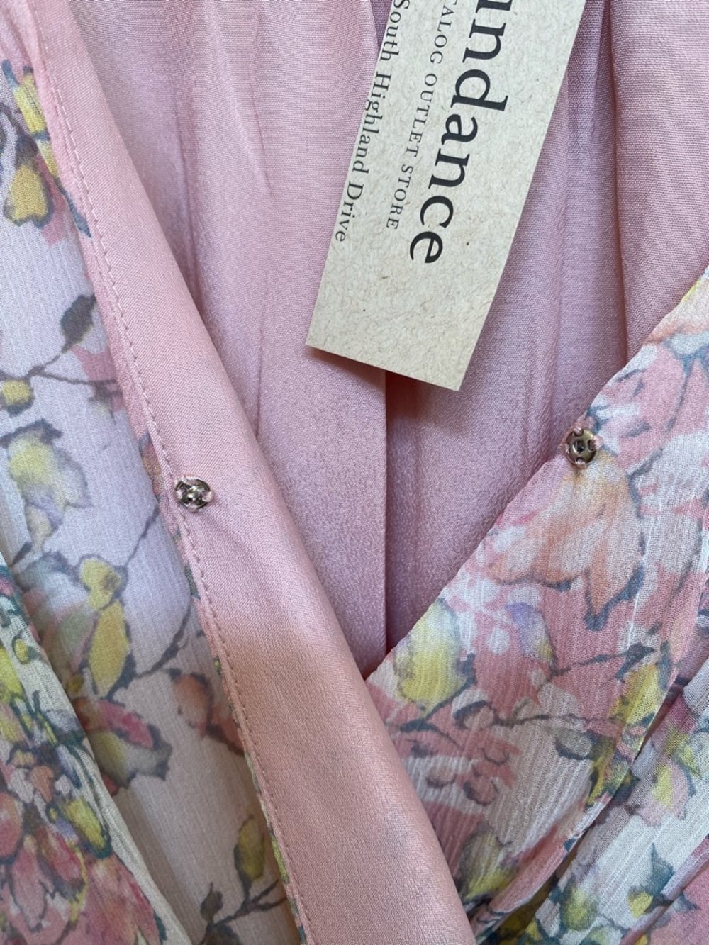 Sundance Silk Floral Wrap Dress Pink Boho Cottagecore Long Sleeve Size 6 NWT - Picture 3 of 13